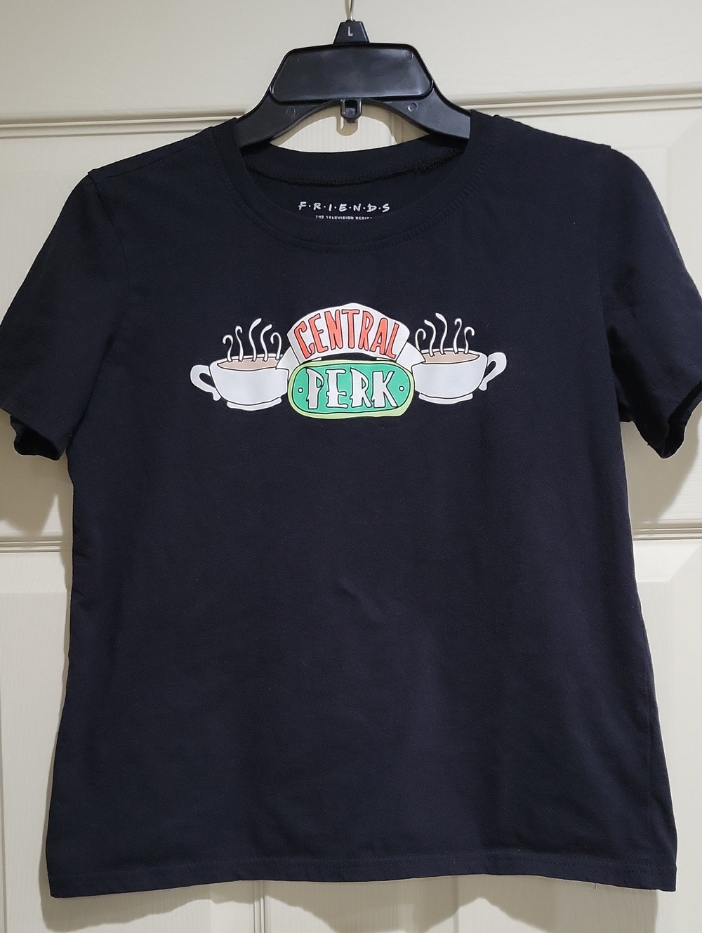 FRIENDS Black Tee with Colorful Central Perk Logo
